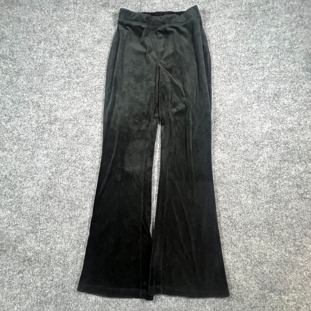 Refuge Flared Leg Pants Womens S Black Velour Elastic Waistband Pull On Casual